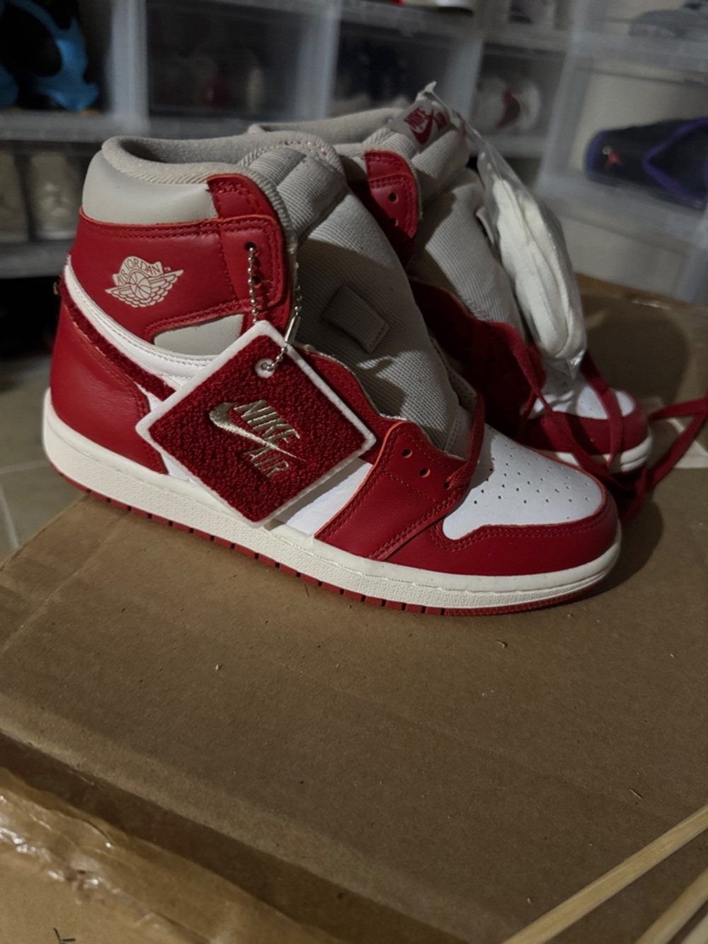 Nike Red and White High-Top Sneakers